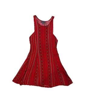 Kendall & Kylie Red Tribal Print Sleeveless Fit & Flare Mini Dress XS